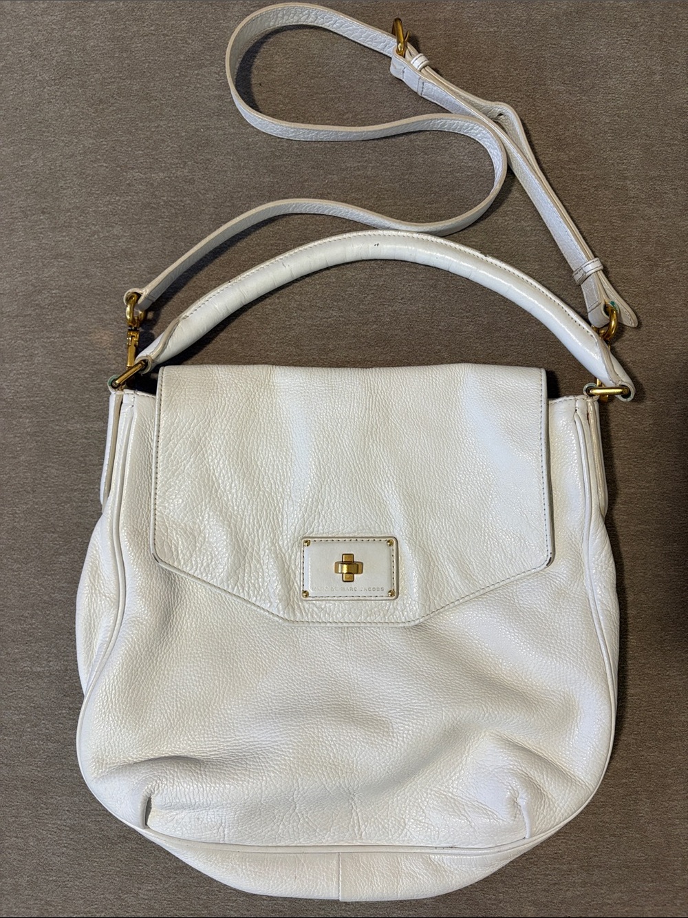 Marc by Marc Jacobs White Leather Crossbody Shoulder Bag